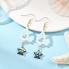 Shell Pearl & Abalone Shell/Paua Shell Beads Dangle Earrings EJEW-JE07314-3