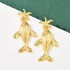 Ocean Theme Brass Dangle Stud Earrings EJEW-F400-04A-G-2