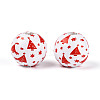 Christmas Spray Painted Schima Wood Beads WOOD-T032-35H-3