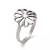 201 Stainless Steel Flower Finger Ring RJEW-J051-30P-1