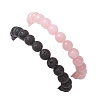 2Pcs Natural Round Pink Mashan Jade & Lava Rock Beads Stretch Bracelets BJEW-JB12879-5
