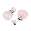 Teardrop Natural Rose Quartz Perfume Bottle Pendants G-H241-02B-P-2