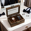 2-Slot Wood Watch Storage Boxes OBOX-WH0089-261-4