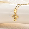 304 Stainless Steel Micro Pave Clear Cubic Zirconia Religion Cross Pendant Necklaces for Women WG29A99-01-3