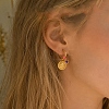 Brass Enamel Bell & Flat Round Hoop Dangle Earrings WG847A7-01-3