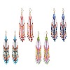 Handmade Glass Seed Beads Arrow Dangle Earrings EJEW-MZ00539-2