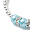 ABS Plastic Imitation Pearl & Brass Beaded Stretch Bracelet BJEW-JB10155-4