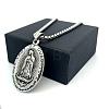 Vintage 304 Stainless Steel Oval with Emboss Virgin Pendant Box Chain Necklaces for Women AV8349-4