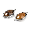 Natural Tiger Eye Faceted Leaf Pendants G-I375-04P-26-2