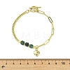 Brass Heart Charm Bracelets BJEW-JB13611-3