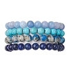 4Pcs Constellation 8mm Round Natural Lapis Lazuli & Dyed White Jade BJEW-JB10641-1