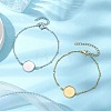 2Pcs 2 Colors 304 Stainless Steel Round Cabochon Setting Bracelets BJEW-JB11090-2