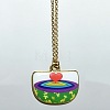 Ocean Brass Enamel Fan Pendant Necklaces for Women WGBD0BA-04-1