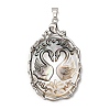 Brass Natural Black Lip Shell Carved Big Pendants SHEL-G024-09P-1