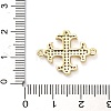 Brass Micro Pave Clear Cubic Zirconia Cross Fleury Connector Charms KK-L229-075G-3