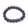 Natural Amethyst Bead Stretch Bracelets X-BJEW-K212-A-034-5