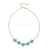 Ocean Dyed Synthetic Turquoise Starfish Beaded Bib Necklaces with 304 Stainless Steel Satellite Chains NJEW-JN05979-01-3
