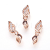 Long-Lasting Plated Brass Micro Pave Cubic Zirconia Ice Pick Pinch Bails X-ZIRC-F063-03RG-1
