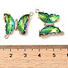 Brass Pave Faceted Glass Connector Charms FIND-Z020-04O-3