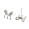 Rhodium Plated Rabbit Ear 925 Sterling Silver Micro Pave Clear Cubic Zirconia Stud Earring Findings STER-Q192-23P-2