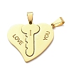 Valentine's Day 201 Stainless Steel Split Pendants STAS-F368-09G-1