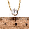 304 Stainless Steel Crystal Rhinestone Flat Round Pendant Necklaces for Women NJEW-K255-48G-5