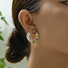 Brass Pave Cubic Zirconia Flower Stud Earrings for Women GQ4933-2
