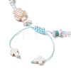 Turtle Cross Synthetic Turquoise & Magnesite & Glass Seed Braided Beaded Adjustable Anklets AJEW-AN00652-4