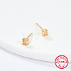 Golden Sterling Silver Micro Pave Cubic Zirconia Stud Earring XN7792-11-1