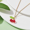 Natural Dyed Malaysia Jade Cherry Pendant Necklaces NJEW-JN04505-2