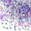 12Pcs 4 Style Moon & Star Transparent Spray Painted Glass Beads GLAA-FS0001-67-3