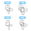 8Pcs 4 Style Adjustable Brass Finger Ring Components KK-FH0006-14-2