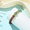 Natural African Padauk Wood & Green Line Jasper Beaded Stretch Bracelets for Women BJEW-JB14100-02-2