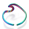 304 Stainless Steel Sea Wave Cuff Rings RJEW-N038-115M-4