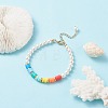 Round Shell Pearl & Polymer Clay Heishi Beaded Bracelet for Women BJEW-TA00047-2