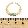 Brass Micro Pave Clear Cubic Zirconia Enamel Cuff Rings for Women RJEW-L113-038G-5