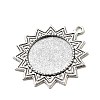 Tibetan Style Alloy Sun Pendant Cabochon Settings X-TIBEP-N003-70AS-2