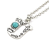 Letter A~Z Antique Silver Plated Alloy with Synthetic Turquoise Pendant Necklaces NJEW-G080-01U-2