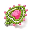 Glass Seed Beaded Heart with Rose Pendants PALLOY-MZ01030-5