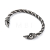 Viking 304 Stainless Steel Twisted Eagle Open Cuff Bangles for Men BJEW-U001-02P-3