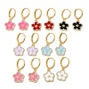 Brass Micro Pave Clear Cubic Zirconia Enamel Hoop Dangle Earrings EJEW-G471-07G-2