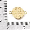 Brass Micro Pave Clear Cubic Zirconia Religion Flat Round Connector Charms KK-E802-31A-G-3