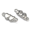 304 Stainless Steel Couple Heart Links Connector Charms STAS-D211-14C-P-2