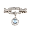 Flat Round Brass Micro Pave Cubic Zirconia Fold Over Clasps KK-U059-62P-1