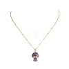 Mushroom Gemstone Copper Wire Wrapped Pendant Necklace for Girl Women NJEW-JN04281-5