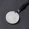 Natural Quartz Crystal Flat Round with Flower of Life Pendant Necklace with Nylon Cord for Women NJEW-P274-02-07-4