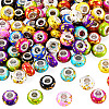 100Pcs 10 Colors Opaque Resin Rondelle European Beads RESI-TA0005-74-3