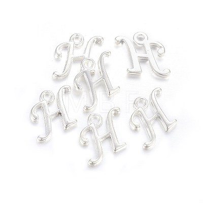 Silver Color Plated Alloy Letter Pendants PALLOY-J718-01S-H-1