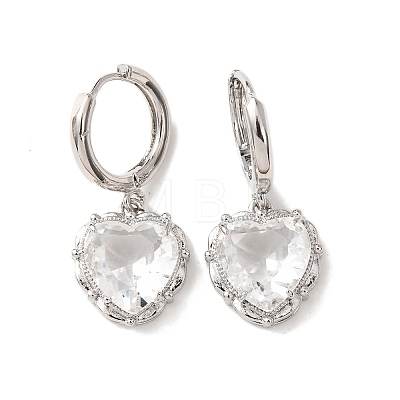 Valentine's Day Heart Brass & Glass Hoop Earrings EJEW-Z164-23P-03-1
