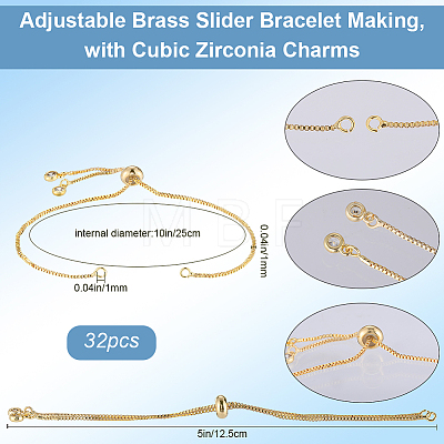 32Pcs Rack Plating Adjustable Brass Slider Bracelet Making KK-SP0001-78G-1